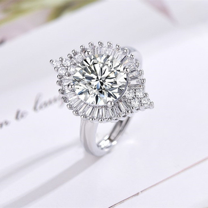 Large Particle Moissanite Ring