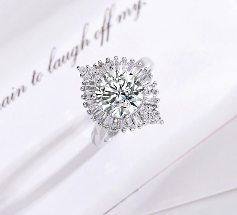 Large Particle Moissanite Ring