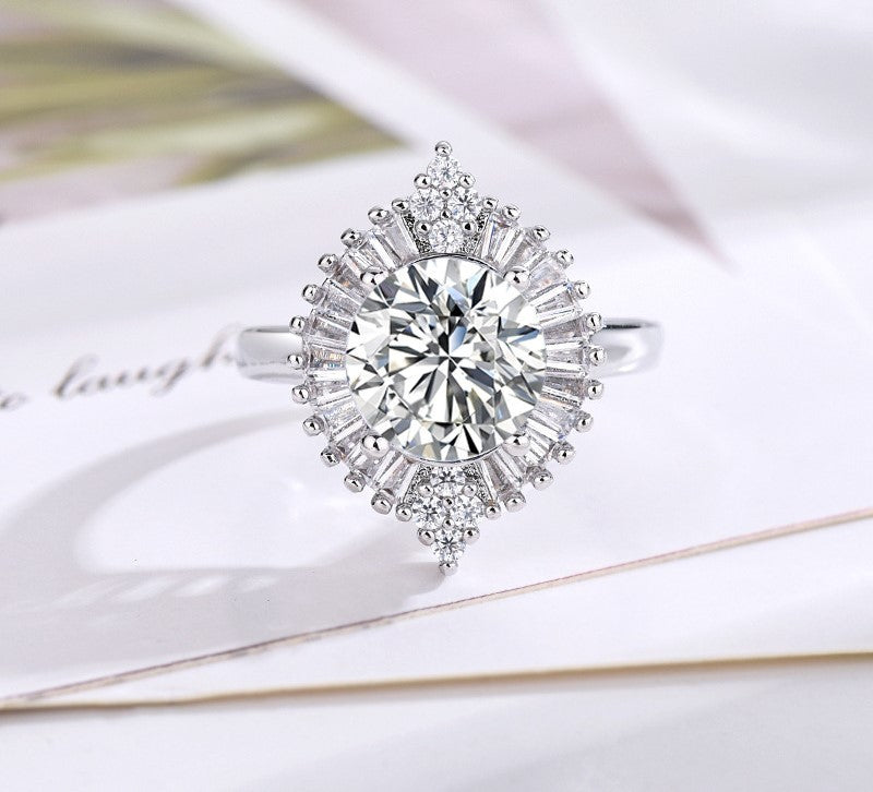 Large Particle Moissanite Ring